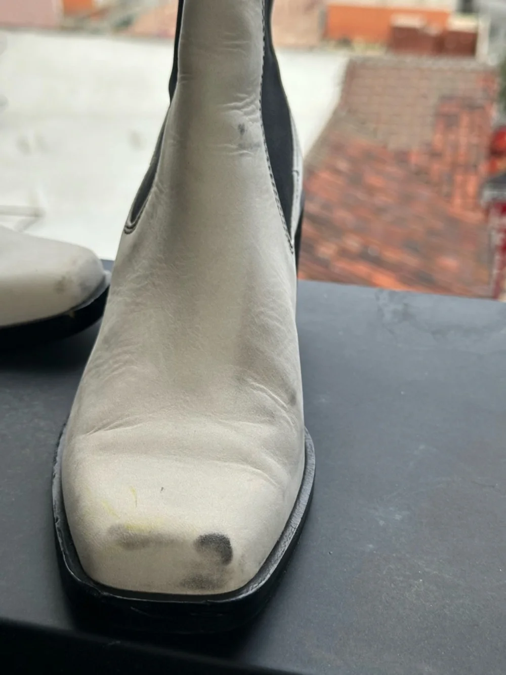 Rag & Bone Joni Chelsea Boot White Leather Square Toe Block Heel EU 38.5 / US 8 - Picture 6 of 8